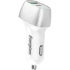 Energizer Ultimate – USB-C ir USB-A 38W PD + QC3.0 automobilinis įkroviklis (balta / sidabrinė)