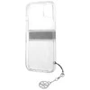 GUESS KIETAS DĖKLAS GUHCP13SKB4GGR IPHONE 13 MINI PILKAS DIRŽELĖ CHARM SKAIDRUS
