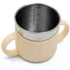 Kūdikių silikoninis puodelis 2in1 New Baby smėlio spalvos