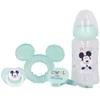 Mickey Mouse - rinkinys kūdikiui (buteliukas su speneliu 240ml, anatominis žindukas, dantukas, dantukų laikiklis) (Cool)