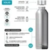 Quokka Solid Kids su dirželiu - Nerūdijančio plieno dvigubas sienelės vakuuminis vandens butelis, nešiojamas termosas 330 ml (Zebrai)
