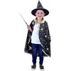 Rappa Children kostiumas-apsiaustas, magiškas juodas + kepurė