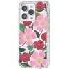 Rifle Paper Skaidrus šautuvų popierius – aukso spalvos dėklas skirtas iPhone 14 Pro Max (Rose Garden)