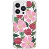 Rifle Paper Skaidrus šautuvų popierius – aukso spalvos dėklas skirtas iPhone 14 Pro Max (Rose Garden)