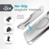 Speck Presidio Perfect-Clear ClickLock &amp; Magsafe – dėklas, skirtas iPhone 15 Pro (skaidrus / chromo apdaila / ramus sidabras)