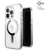 Speck Presidio Perfect-Clear ClickLock &amp; Magsafe – dėklas, skirtas iPhone 15 Pro (skaidrus / chromo apdaila / ramus sidabras)