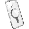Speck Presidio Perfect-Clear ClickLock &amp; MagSafe – dėklas, skirtas iPhone 16 (skaidrus / chromo apdaila / ramus sidabras)