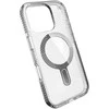 Speck Presidio Perfect-Clear Grip ClickLock &amp; MagSafe – dėklas, skirtas iPhone 16 Pro (skaidrus / chromo apdaila / ramus sidabras)