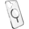 Speck Presidio Perfect-Clear MagSafe – dėklas, skirtas iPhone 16 (skaidrus / chromo apdaila / ramus sidabras)