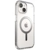 Speck Presidio Perfect-Clear MagSafe – dėklas, skirtas „iPhone 15“ / „iPhone 14“ / „iPhone 13“ (skaidrus / chromo apdaila / ramus sidabras)