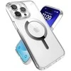 Speck Presidio Perfect-Clear MagSafe – dėklas, skirtas iPhone 15 Pro Max (skaidrus / chromo apdaila / ramus sidabras)