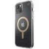 Speck Presidio Perfect-Clear su blizgučiais + MagSafe – iPhone 15 Plus / 14 Plus dėklas su MICROBAN danga (Clear / Gold Glitter)