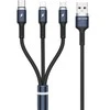 WEKOME WDC-119 Fython serija – trys viename USB-A su „Lightning“ + USB-C + mikro USB PD jungties laidas 1,2 m (juodas)