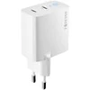 Forever TC-06-65CC GaN PD QC įkroviklis 2x USB-C 65W baltos spalvos
