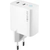 Forever TC-06-65CC GaN PD QC įkroviklis 2x USB-C 65W baltos spalvos