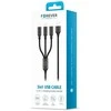 Techonic Forever 3in1 kabelis USB - Lightning + USB-C + microUSB 1,2 m 2A juodos spalvos