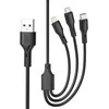 XO kabelis NB230 3w1 USB - Lightning + USB-C + microUSB 1,0m 2,4A juodos spalvos