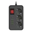 Išmanus juodos spalvos prailgintuvas su USB ir Type-C jungtimis Happy People, KK-24