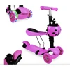 Triratis balansinis paspirtukas boružėlė su stūmimo rankena Scooter 3in1, rožinis
