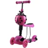 Triratis balansinis paspirtukas boružėlė su stūmimo rankena Scooter 3in1, rožinis