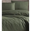 Riposo PREMIUM Satino medvilnės patalynės komplektas STRIPE DARK Žalias 200x220 cm