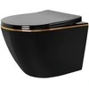 Klozetas pakabinamas Rea CARLO Mini Rimless Duroplast Flat Juodas Gold Edge