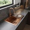 Plieninė Plautuvė Su 3 Dalių Priedų Rinkiniu Rea Leo 50 Copper Smėlio spalvos priedai