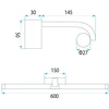 Sieninis šviestuvas Toolight Vonios sieninis LED šviestuvas APP1888-1W 60cm Juodas