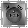 Toolight Viengubas Lizdas Su Įžeminimu + Usb-a Usb-c Oste Jnh004-g Pilkas