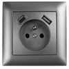 Toolight Viengubas Lizdas Su Įžeminimu + Usb-a Usb-c Oste Jnh004-g Pilkas
