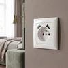 Toolight Viengubas Lizdas Su Įžeminimu + Usb-a Usb-c Oste Jnh004-g Baltas