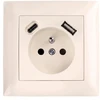 Toolight Viengubas Lizdas Su Įžeminimu + Usb-a Usb-c Oste Jnh004-g rusvai gelsvas