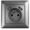 Toolight Viengubas Lizdas Su Įžeminimu + 2x Usb-a Oste Jnh003-g Pilkas