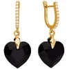 Diamond Sky Jewelry Sidabriniai auskarai moterims DiamondSky „Romantic Heart III (Jet)“ su Swarovski kristalais