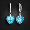 Diamond Sky Jewelry Sidabriniai auskarai moterims DiamondSky „Romantic Heart III R (Aquamarine Shimmer)“ su Swarovski kristalais