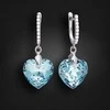 Diamond Sky Jewelry Sidabriniai auskarai moterims DiamondSky „Romantic Heart III R (Aquamarine Mėlyna)“ su Swarovski kristalais