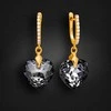 Diamond Sky Jewelry Sidabriniai auskarai moterims DiamondSky „Romantic Heart III (Sidabrinis Night)“ su Swarovski kristalais