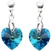 Diamond Sky Jewelry Sidabriniai auskarai moterims DiamondSky „Romantic Heart II (Bermuda Mėlyna)“ su Swarovski kristalais