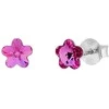 Diamond Sky Jewelry Sidabriniai auskarai moterims Diamond Sky „Sunny Flower (Fuchsia)“ su Swarovski kristalais