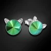 Diamond Sky Jewelry Vaikiški sidabriniai auskarai moterims DiamondSky „Katė (Scarabaeus Žalias)" su Swarovski kristalais