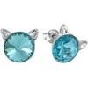 Diamond Sky Jewelry Vaikiški sidabriniai auskarai moterims DiamondSky „Katė (Light Turquoise)" su Swarovski kristalais