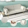 HOMCOM išskleidžiama sofa, miegamoji sofa su reguliuojamu atlošu, šonine kišene, paminkštinta 2 vietų sofa su miegamąja funkcija, pagalvėmis, svetainei, miegamajam, smėlio spalvos