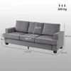 HOMCOM 3 vietų sofa, svetainės sofa 3 asmenims, audinio danga, plieno rėmas, minkšta sofa, pilka