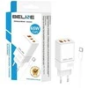 Beline Laidinis įkroviklis 2x USB-C + 1x USB 65W + kabelis USB-C baltos spalvos PD 3.0 + QC 3.0 BLN3CW65C GaN