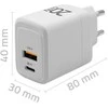 Adapteris Įkroviklis tinklo 20w gan 5-20v 1.5-3a 1 x usb-c pd usb qc 3.0 baltas Qoltec