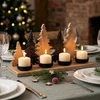 Adventinė žvakidė 4 žvakėms iš medienos, ruda, 46 × 15 × 22 cm
