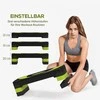HOMCOM aerobikos step platforma, reguliuojamo aukščio, 3 lygiai (10/15/20 cm), namų treniruoklis, skirtas naudoti viduje ir lauke, apkrova iki 150 kg, žalia