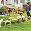 PawHut šunų dresūros rinkinys, 3 dalių komplektas su tilteliu, laipteliais ir platforma, medinė dresūros įranga dideliems šunims iki 40 kg, natūrali mediena