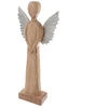 Angelo figūrėlė iš mangmedžio su metaliniais sparnais, ruda ir sidabrinė, 14 × 5 × 32 cm