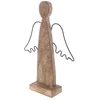 Angelo figūrėlė iš mangų medienos su metaliniais sparnais, ruda, 13,5 × 4 × 21 cm